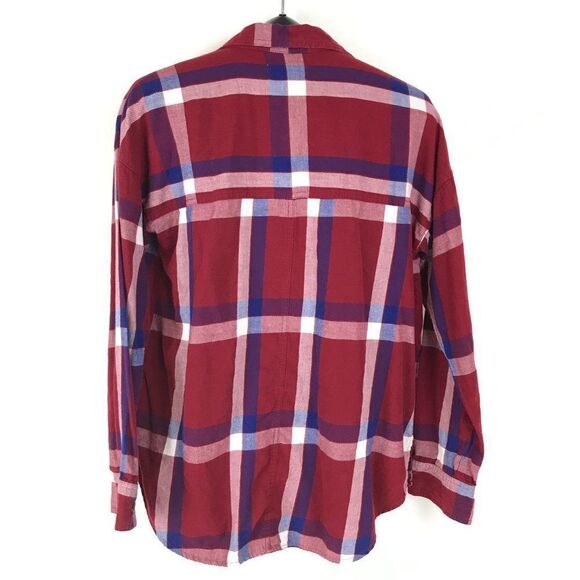 Old Navy Boyfriend Button Down Flannel Shirt Women's Size Medium Long Sleeves - Picture 3 of 8